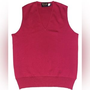 Vintage LR II LeRoy 100% Wool Mens Sweater Vest Burgundy Size M